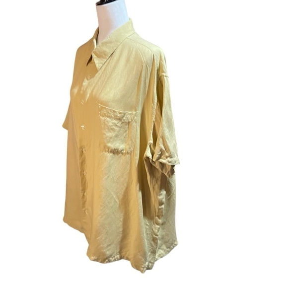 Mens Linen Blend Button Up-Collared-Shirt Sleeved Shirt - Size 2XT - Picture 2 of 9